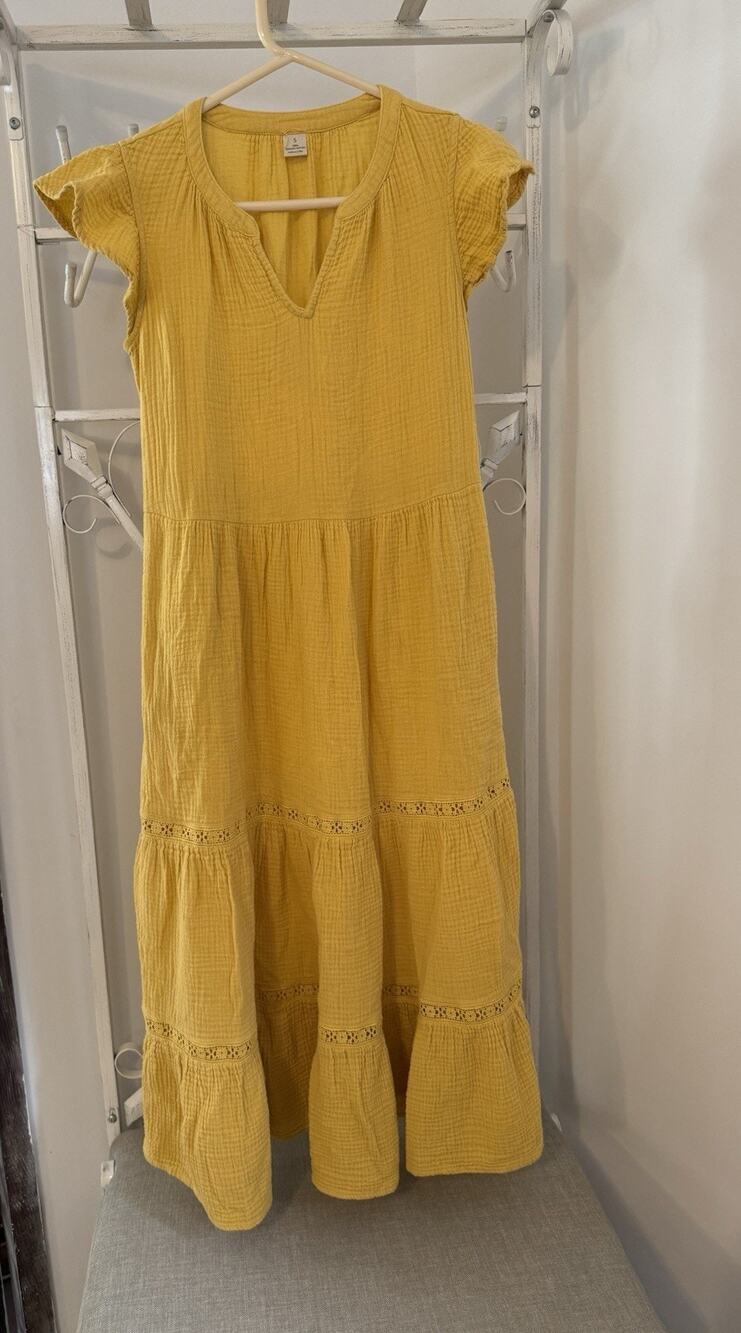 Magashoni mustard yellow organic cotton dress sm fall preppy